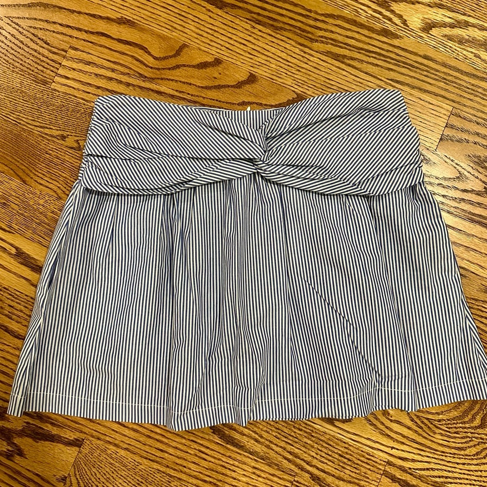 Zara Blue and White Pinstripe Mini Skirt